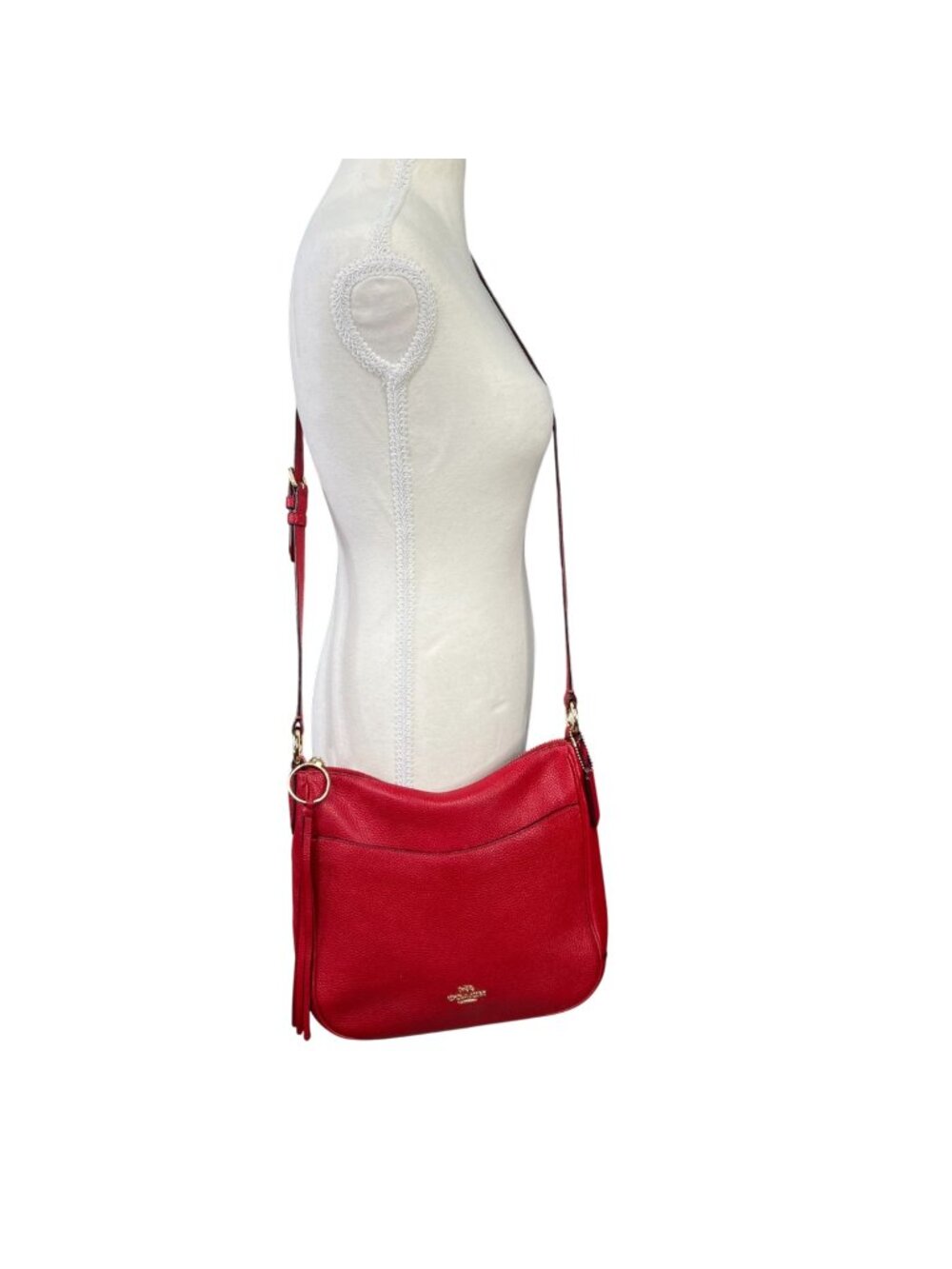 Coach Chaise Pebbled Leather Crossbody Bag in Perfect Red